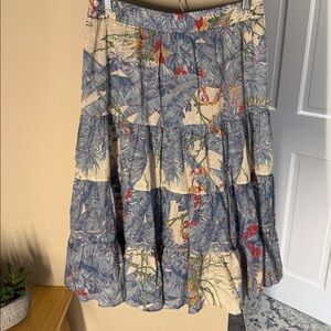Ecco Bay tiered floral and leaf print skirt